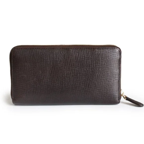 LOEWE Madrid Zippy Wallet Brown Textured Epi Leather Luxury Vintage Rare